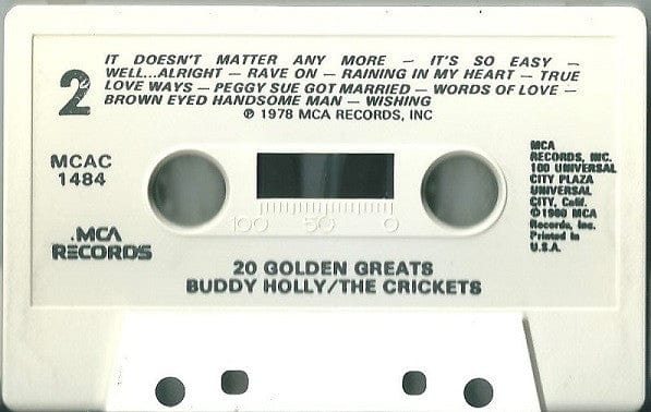 Buddy Holly & The Crickets (2) - 20 Golden Greats (Cassette) MCA Records,MCA Records Cassette 07673214844