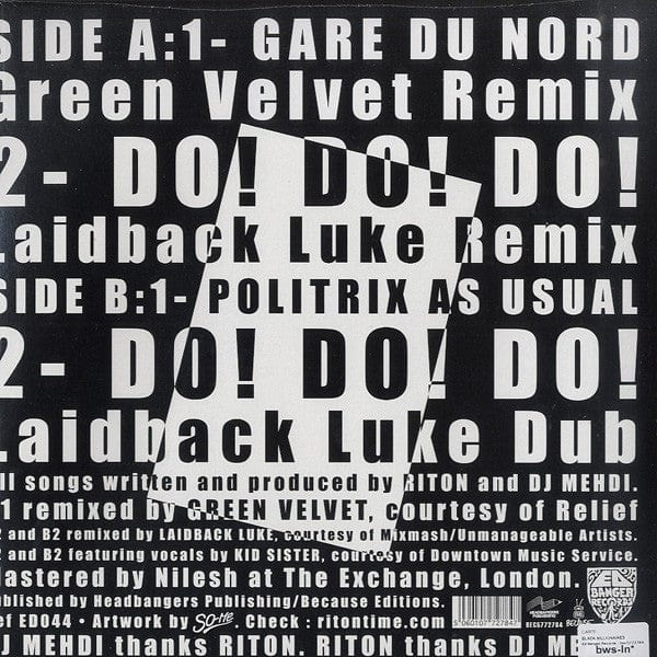 Carte Blanche (5) - Black Billionaires - The Remixes (12") Ed Banger Records, Because Music Vinyl 5060107727847