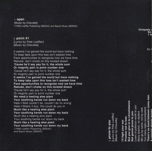 Chevelle – Point #1 (CD, Squint Entertainment, 1999) Image 5