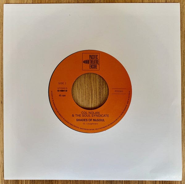 Col Nolan & The Soul Syndicate – Shades Of McSoul (7", Pacific Theatre Encore, 2019) Back Cover