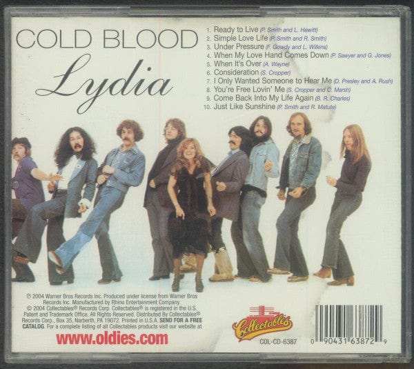 Cold Blood – Lydia (CD, Collectables, 2004) Back Cover
