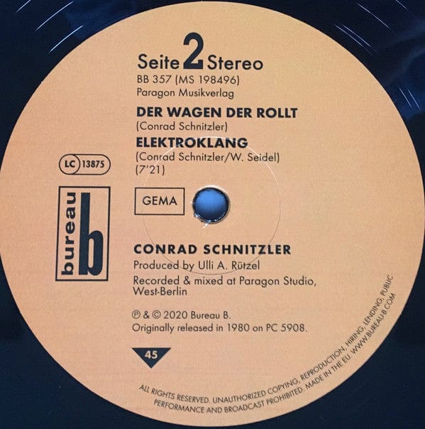 Conrad Schnitzler – Auf Dem Schwarzen Kanal (12", Bureau B, 2020) Image 4