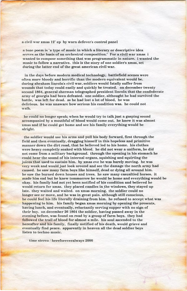 Control Panel – A Civil War X-Mas (12", hereforeveralways, 2000) Image 5