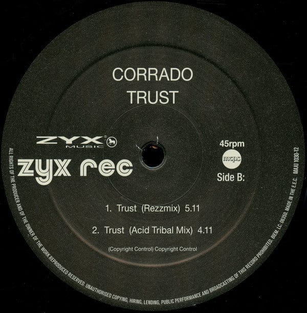 Corrado – Trust (12", ZYX Music, 2019) Image 4