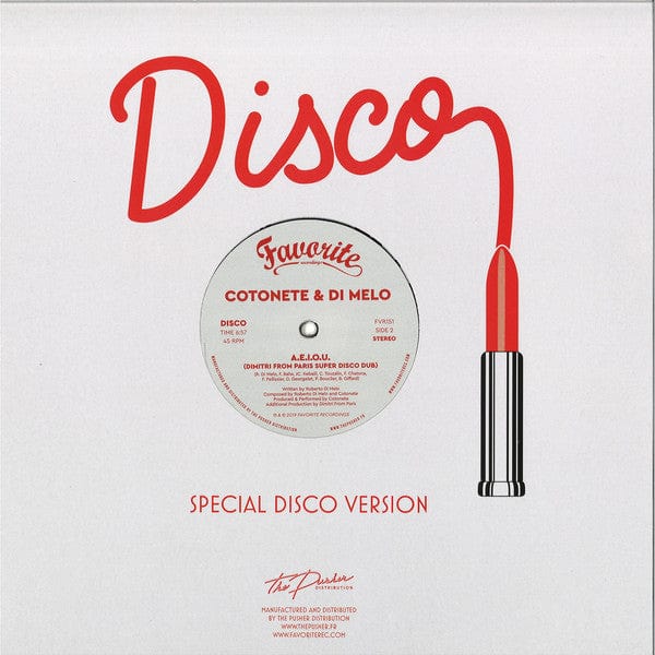 Cotonete Di Melo – A.E.I.O.U. (12", Favorite Recordings, 2019) Back Cover