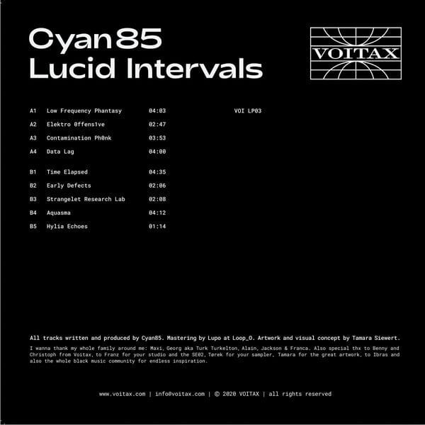 Cyan85 – Lucid Intervals (LP, VOITAX, 2020) Back Cover