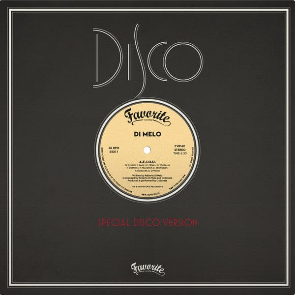 Di Melo – A.E.I.O.U. (12", Favorite Recordings, 2018) Front Cover