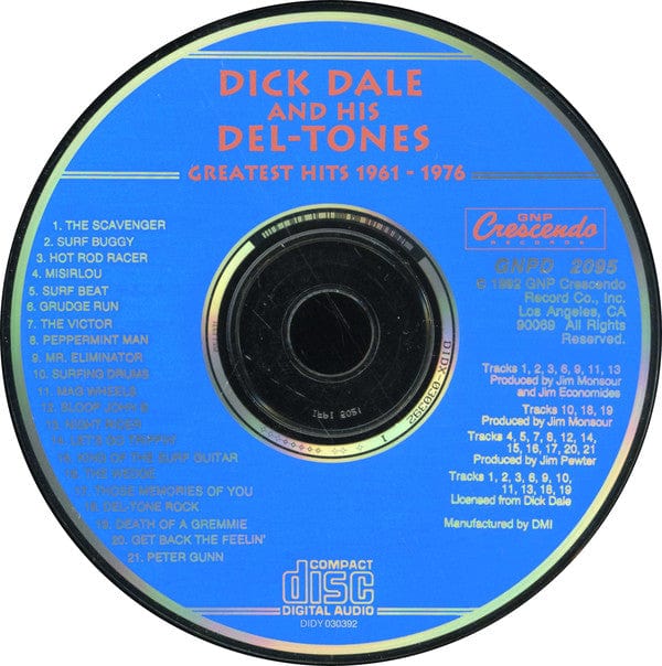 Dick Dale & His Del-Tones – Greatest Hits, 1961-1976 (CD, GNP Crescendo) Image 4