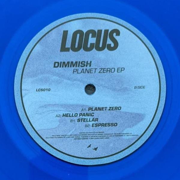 Dimmish – Planet Zero EP (12", Transparent Blue, Locus, 2021) Front Cover