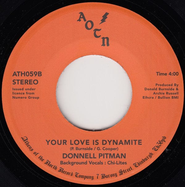 Donnell Pitman – Love Explosion / Your Love Is Dynamite (7", Athens Of The North, 2018) Back Cover