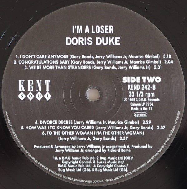 Doris Duke - I'm A Loser (LP, Album, RE) Kent Soul, Canyon Records (3)