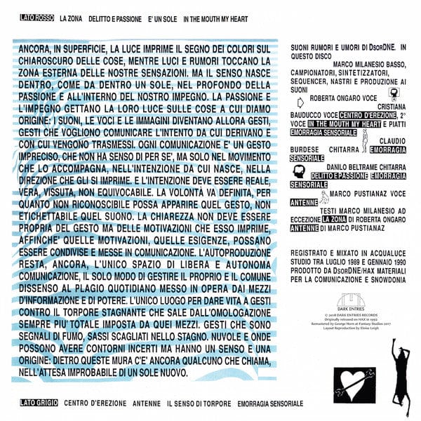 DsorDNE – È Un Sole (LP, Dark Entries, 2018) Image 3