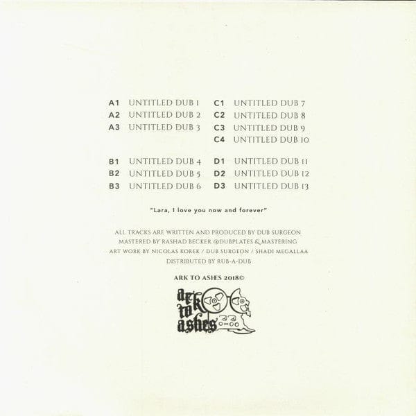 Dub Surgeon – The Lost Future (2xLP, Ark To Ashes, 2018) Back Cover