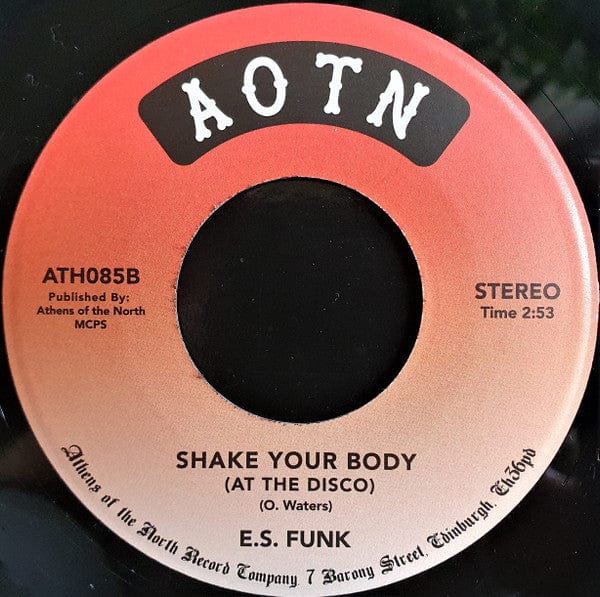 E.S. Funk – Funny Feeling / Shake Your Body (At The Disco) (7", Athens Of The North, 2020) Back Cover