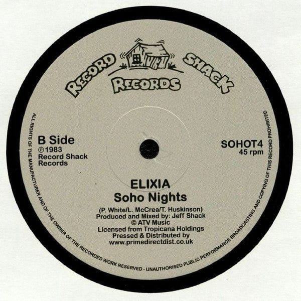 Elixia – Soho Phaze (12", Record Shack Records, 2020) Back Cover