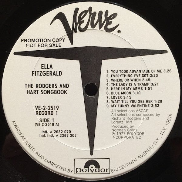 Ella Fitzgerald - The Rodgers And Hart Songbook (2xLP) Verve Records Vinyl