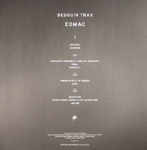 Eomac – Bedouin Trax (2x12", Bedouin Records, 2016) Back Cover