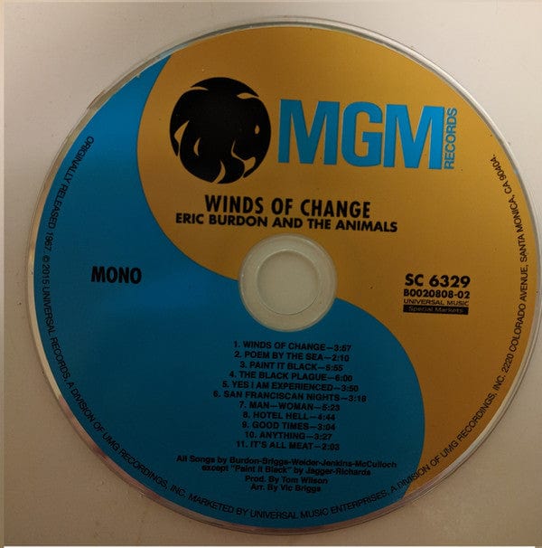 Eric Burdon & The Animals – Winds Of Change (CD, Sundazed Music, 2015) Image 3