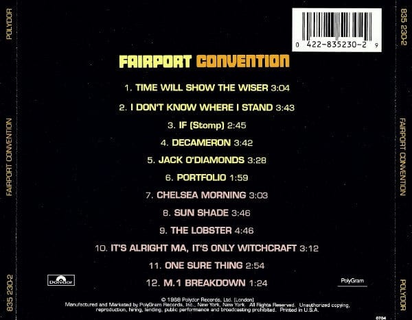 Fairport Convention - Fairport Convention (CD) Polydor CD 042283523029