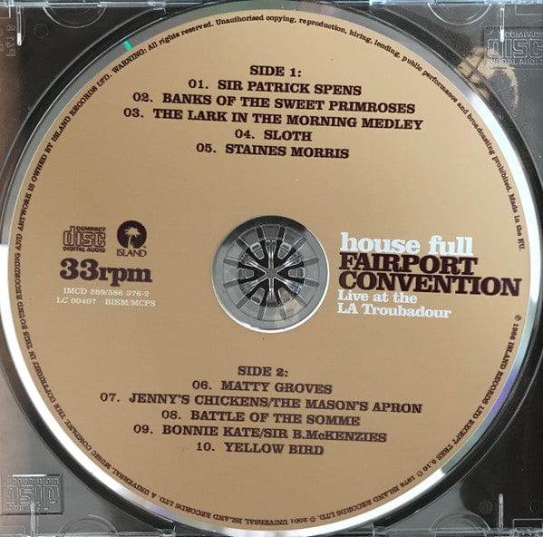 Fairport Convention - House Full - Live At The LA Troubadour (CD) Island Records, Island Records CD 731458637622
