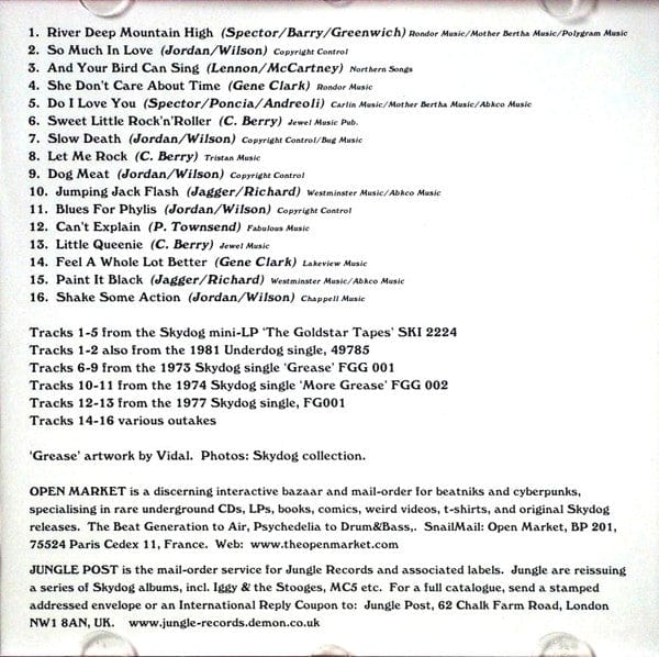 Flamin Groovies* - Grease (The Complete Skydog Singles Collection) (CD) Jungle Records CD 5013145207222