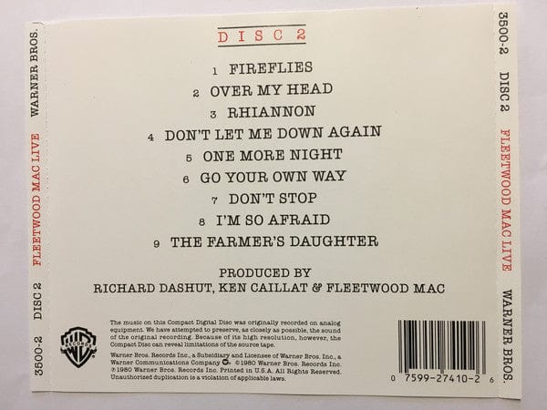 Fleetwood Mac - Live (2xCD) Warner Bros. Records CD 075992741026
