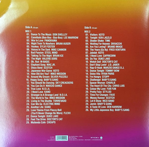 Flemming Dalum – ZYX Italo Disco Boot Mix (12", ZYX Music, 2019) Back Cover