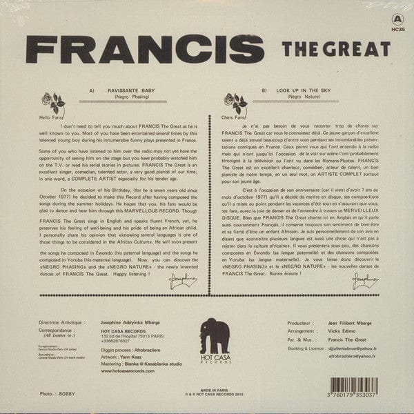 Francis Mbarga - Ravissante Baby (LP) Hot Casa Records Vinyl 3760179353037