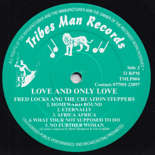 Fred Locks The Creation Steppers – Love And Only Love (LP, Tribes Man Records) Image 4