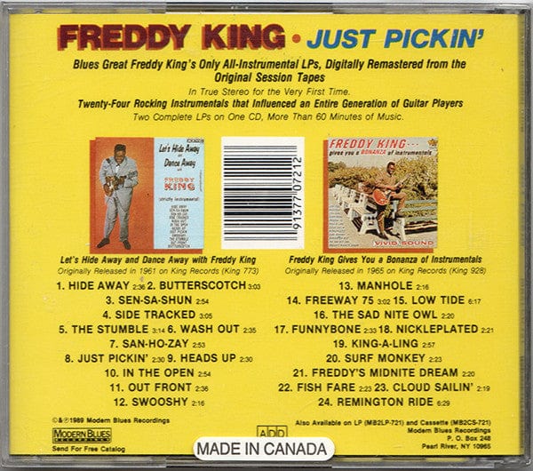 Freddy King – Just Pickin' (CD, Modern Blues Recordings, 1989) Back Cover