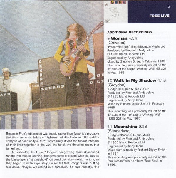 Free - Free Live (CD) Island Records CD 731458622826