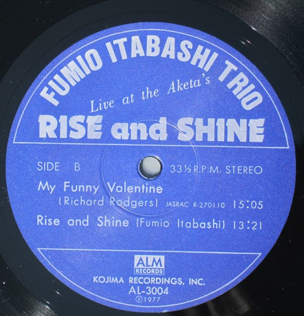 Fumio Itabashi Trio – Rise And Shine - Live At The Aketa's (LP, Studio Mule, 2019) Image 4