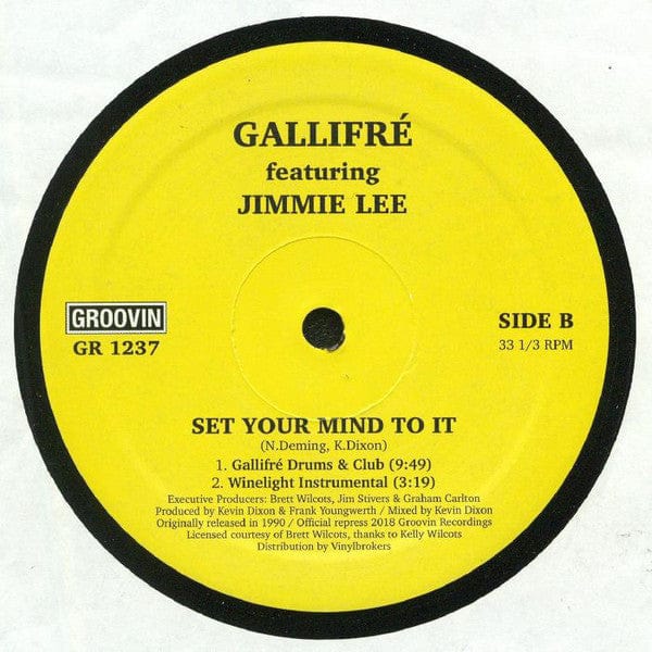 Gallifré Jimmie Lee – Set Your Mind To It (12", Groovin Recordings, 2018) Back Cover
