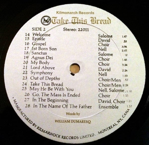 Galt MacDermot William Dumaresq – Take This Bread: 'A Mass In Our Time' (LP, Kilmarnock, 1973) Image 4