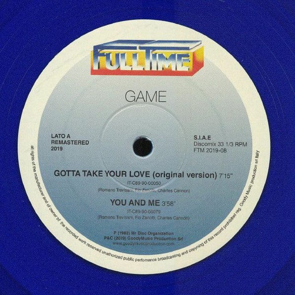 Game - Gotta Take Your Love / You And Me (12") Full Time Records Vinyl