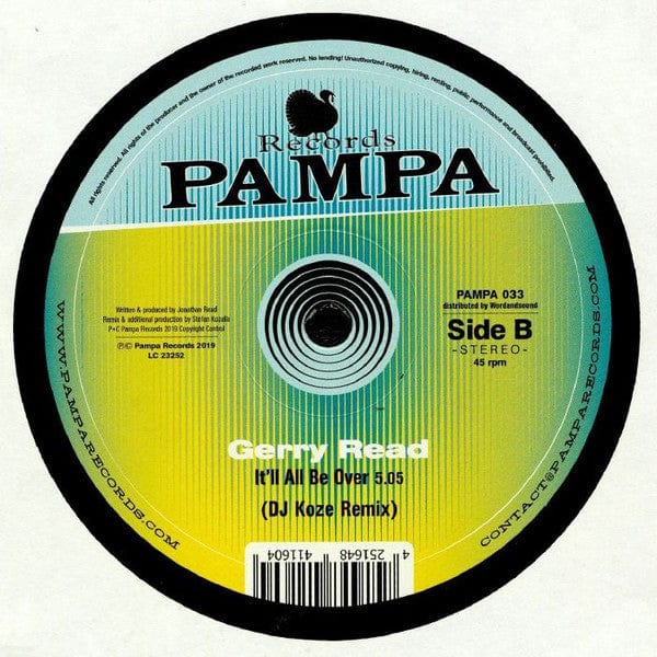 Gerry Read - It'll All Be Over (12") Pampa Records Vinyl