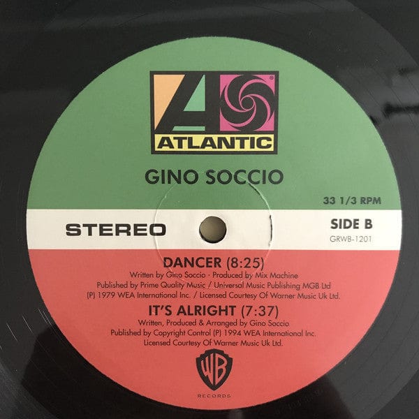 Gino Soccio – Try It Out (12", Atlantic, 2018) Back Cover
