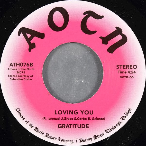 Gratitude – We Are Here To Party (7", Athens Of The North, 2019) Back Cover