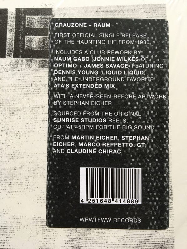 Grauzone - Raum (12") We Release Whatever The Fuck We Want Records Vinyl 4251648414889