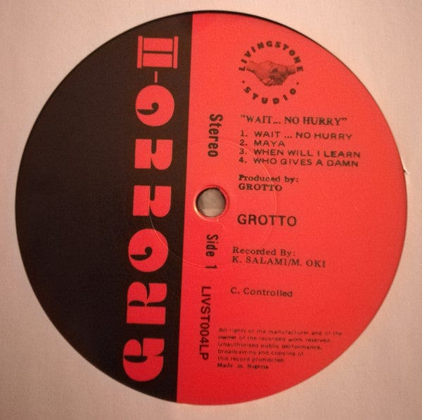 Grotto-II – Wait... No Hurry (LP, Odion Livingstone, 2017) Image 3