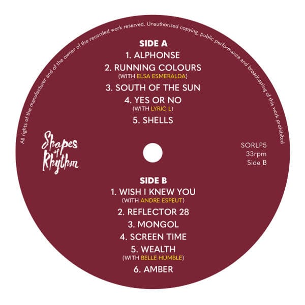 Hamish Balfour – Running Colours (LP, LE, Shapes Of Rhythm, 2022) Image 5