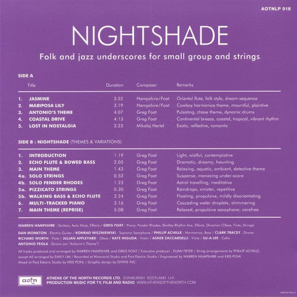 Hampshire* & Foat* - Nightshade (LP, Album) on Athens Of The North at Further Records