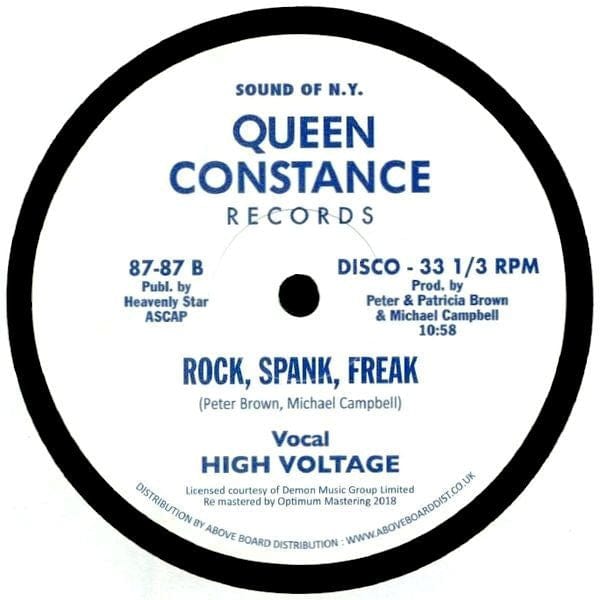 High Voltage – Rock, Spank, Freak (12", Queen Constance Records, 2018) Back Cover