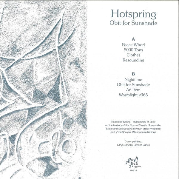 Hotspring – Obit For Sunshade (LP, Mood Hut, 2020) Back Cover