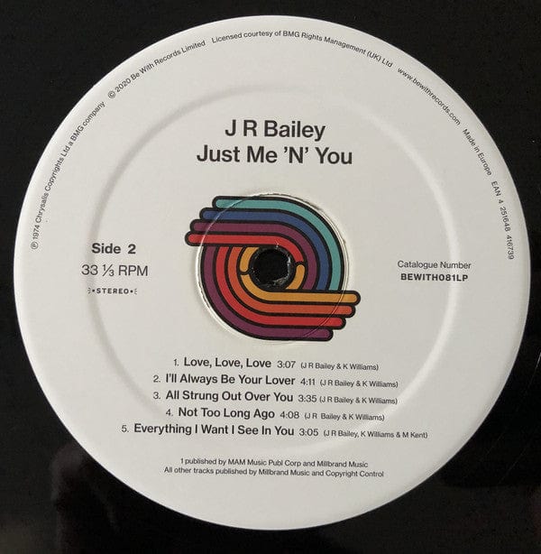 J.R. Bailey – Just Me ’N You (LP, 140 gram, Be With Records, 2020) Image 4