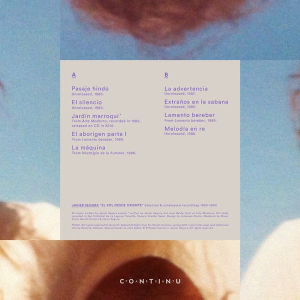 Javier Segura - El Sol Desde Oriente (Selected & Unreleased Recordings 1980-1990) (LP, Comp, RM) on Passat Continu at Further Records