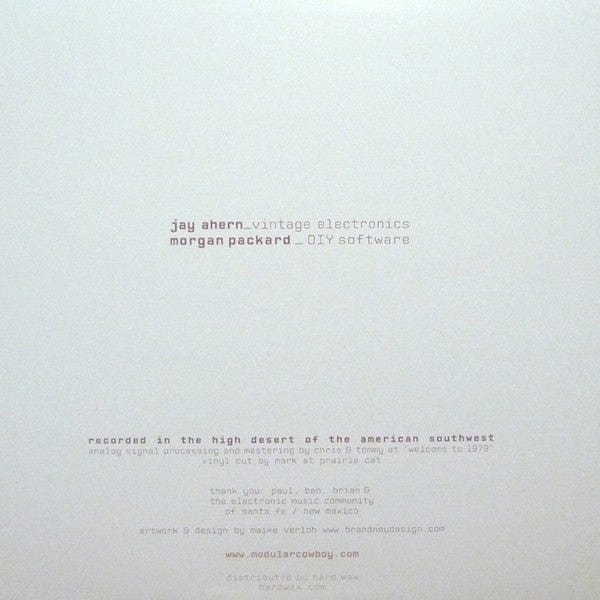 Jay Ahern Morgan Packard – Mesa_Sequences (12", Modular Cowboy, 2012) Back Cover