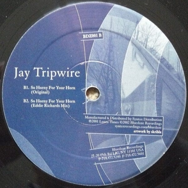 Jay Tripwire – MasterKilla / So Horny for Your Horn (12", BlueDaze, 2002) Back Cover