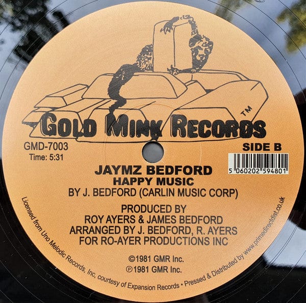 Jaymz Bedford – Just Keep My Boogie (12", Gold Mink Records, 2020) Back Cover