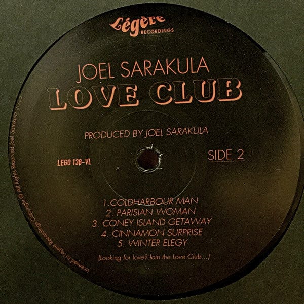 Joel Sarakula – Love Club (LP, Légère Recordings, 2018) Image 4